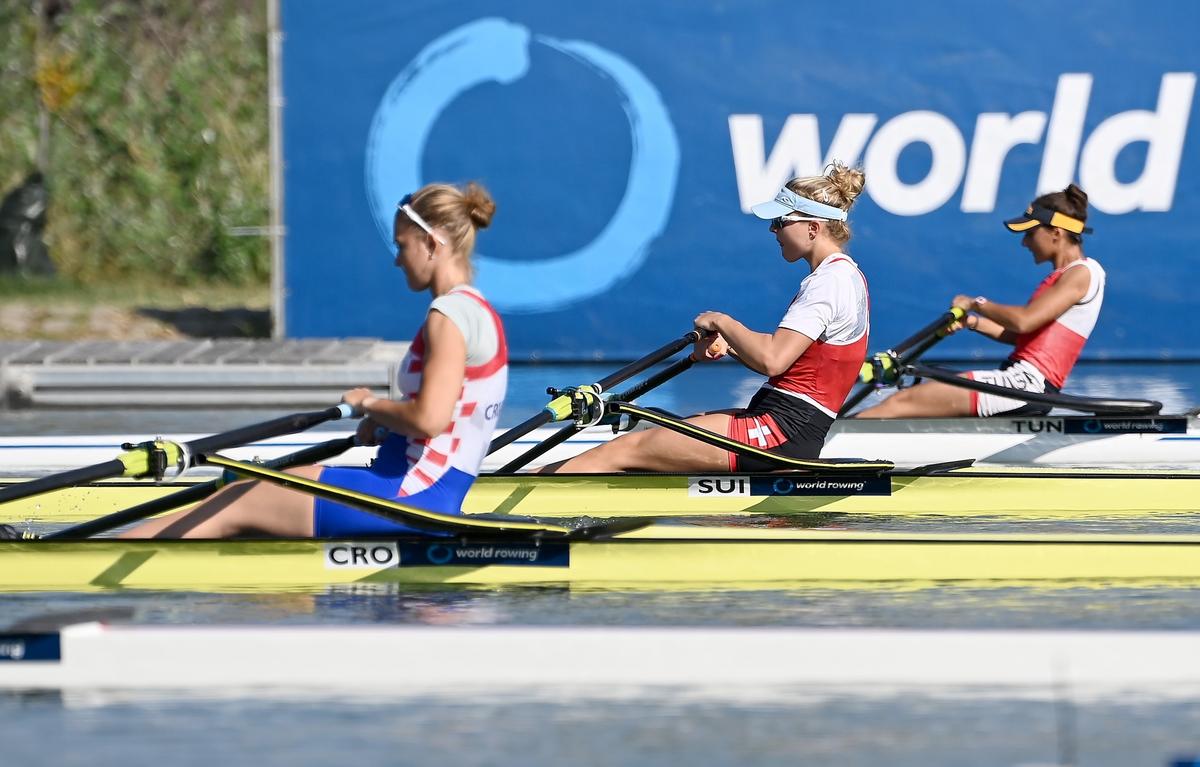 Olivia Leunig im Skiff, U19-WM Plovdiv